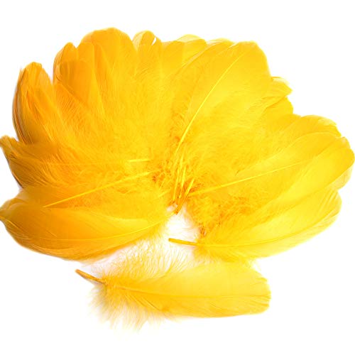 250 plumas naturales de colores llamativos para manualidades y atrapasueños, ideal para bodas, fiestas y decoración (3 tamaños) oro amarillo