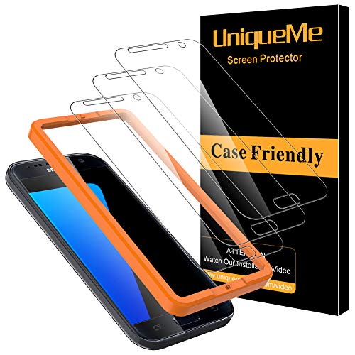 [3 Pack]UniqueMe Protector de Pantalla para Samsung Galaxy S7, Vidrio Templado [ 9H Dureza ] [Sin Burbujas] HD Film Cristal Templado para Samsung Galaxy S7