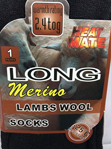 3 pares de calcetines largos de lana de merino para hombre, color negro, térmicos, cálidos 2,4 tog, 39-45
