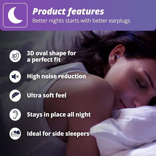 Alpine SleepDeep Tapones de Oídos para Dormir. Tapones de Dormir Ovalados 3D con Gel Supresor de Ruido. Filtros Suaves para Dormir de Lado. Reducen el Sonido de los Ronquidos. 1 Par Reutilizable