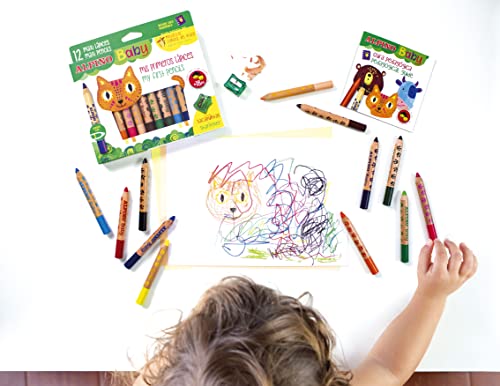 Alpino Baby 12 Lápices | Lápices para Bebés | Lápices de Colores Gruesos y Mina Blanda| Disfruta y Aprende Pintando