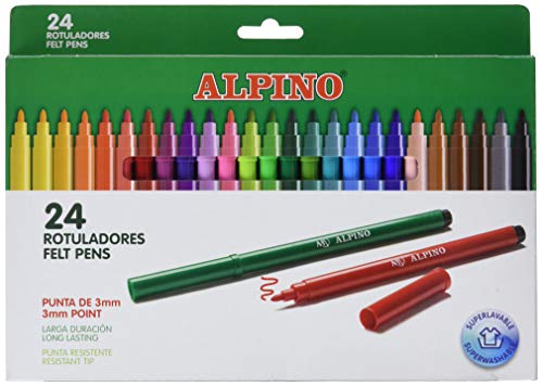 Alpino Lapices de Colores Estuche de lápices de madera 24 unidades + Rotuladores Coloring para Niños Estuche de 24 Colores