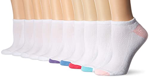 Amazon Essentials 10-Pack Cotton Cushioned No-Show Socks Fashion-Liner, Blanco, Shoe Size: 6-9