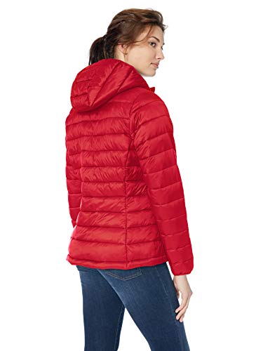 Amazon Essentials - Chaqueta acolchada con capucha para mujer, plegable, ligera y resistente al agua, Rojo (red), US M (EU M - L)