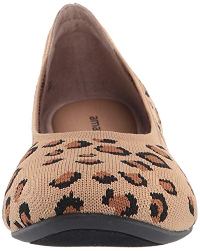 Amazon Essentials Knit Ballet Flat Flats-Shoes, Marrón, Estampado de Leopardo, 38.5 EU