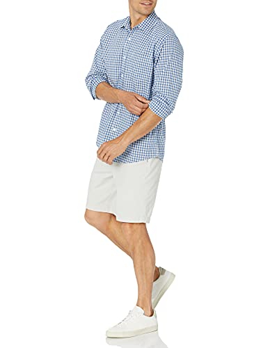 Amazon Essentials Long-Sleeve Regular-Fit Casual Poplin Shirt Camisa, Azul, A Cuadros, XL