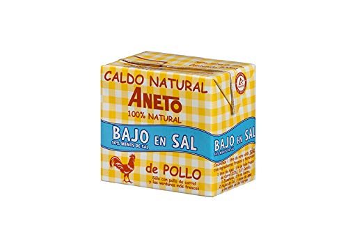 Aneto 100% Natural - Caldo de Pollo Bajo en Sal - caja de 12 unidades de 500ml