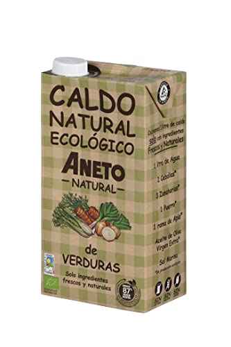 Aneto 100% Natural - Caldo de Verduras Ecológicas - caja de 6 unidades de 1 litro