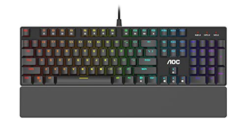 AOC GK500 Teclado para gaming - Teclado para PC con distribución en español e iluminación RGB, anti-ghosting, software AOC G-Tools programable con tecla N-Key-Rollover.