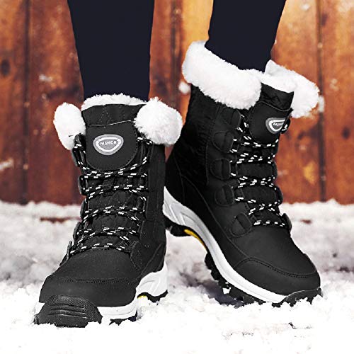 AONEGOLD Mujer Botas de Nieve Impermeable Zapatos Caliente Antideslizante Botas de Nieve Senderismo Trekking(Negro,39 EU)