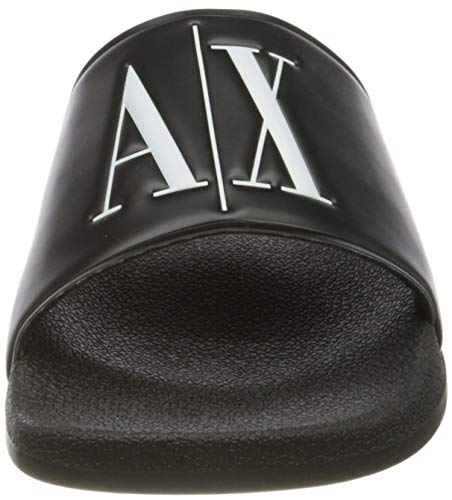 Armani Exchange AX Icon Pool Slides, Chanclas Hombre, Negro (Black+White Logo 00002), 41 EU