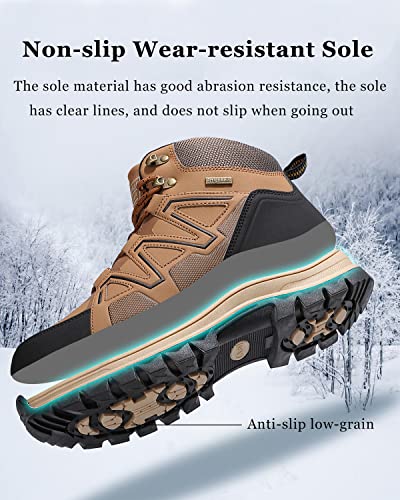 ARRIGO BELLO Botas Hombre Botines Zapatos Invierno montaña Botas Fur Forro Aire Libre Nieve Senderismo Calzado Ligero Trabajar 41-46(Marrón,43)
