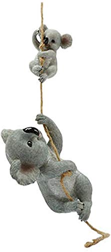 ASDFGG Swing Simulación animal Koala escultura ornamentos, cuerda escalada koala madre y niño koala escultura resina artesanía, koala jardín adornos decoración al aire libre jardín (B)