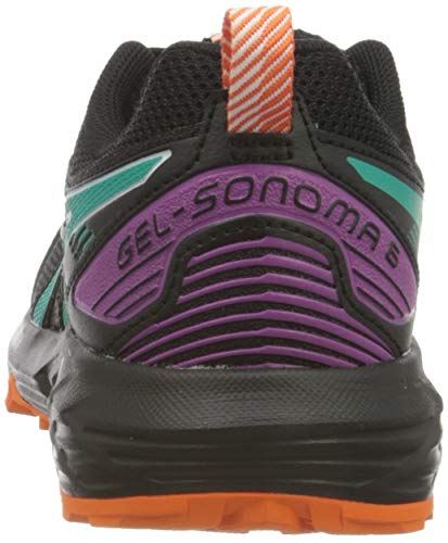 Asics Gel-Sonoma 6, Trail Running Shoe Mujer, Black/Baltic Jewel, 39.5 EU