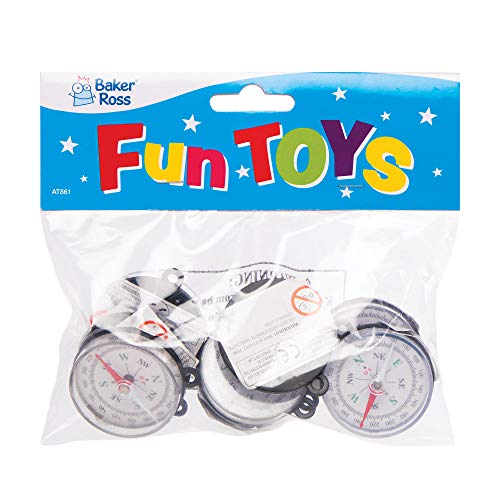 Baker Ross Mini Brújulas AT861 (paquete de 8) para bolsos de fiesta y pequeños juguetes para niños, surtidos