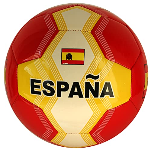 Balón de fútbol de España con bandera de España, talla 5, color amarillo y rojo