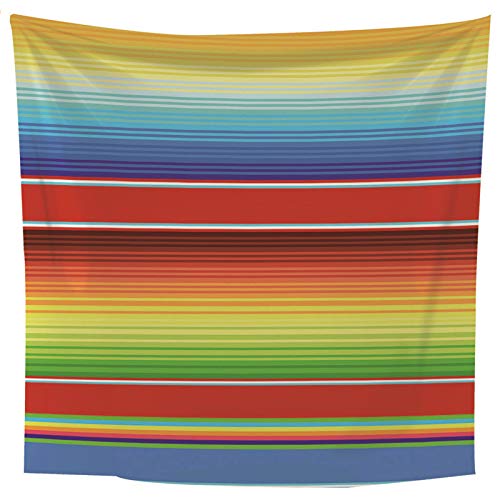 Banemi Tapiz Picnic, Tapiz Hippie Pequeño Poliéster Muticolor Rayas Multicolores para Sala de Estar Arte de Decoración del Hogar 300X260Cm