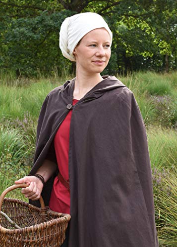 Battle-Merchant - Capa Medieval con Capucha/gugel - para Mujer y Hombre - Ideal para Larp, Estilos Vikingos o Disfraces - Marrón