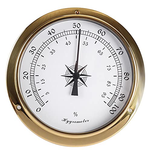 BAWAQAF Barómetro multifuncional, higrómetro de temperatura atmosférica reloj de marea marina al aire libre de cobre shell medidor de presión atmosférica