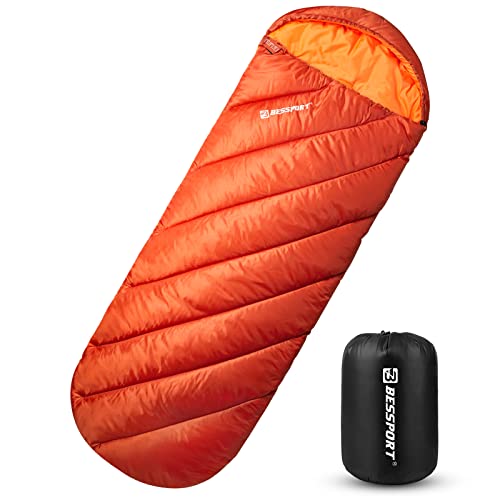 Bessport Saco de Dormir para Acampar,Impermeable Sacos de Dormir con Bolsa de Compresión, 3-6 Estaciones, Temperatura Extrema de, para Viajes, Camping, Senderismo