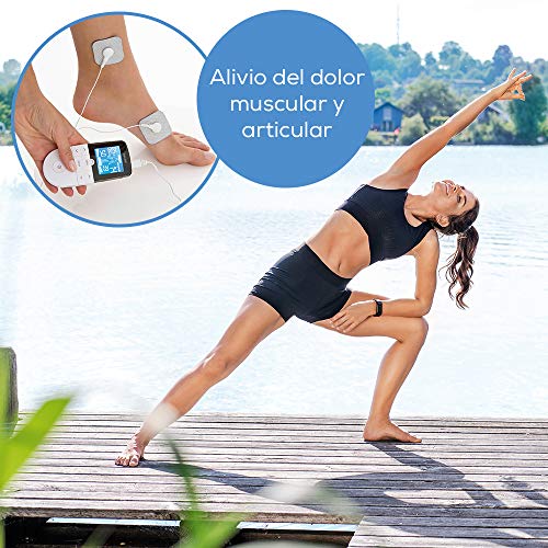 Beurer EM 49 TENS/EMS digital, dispositivo de corriente de estimulación 3 en 1 para el alivio del dolor y entrenamiento a través de la estimulación eléctrica, función de masaje, incluye 4 electrodos