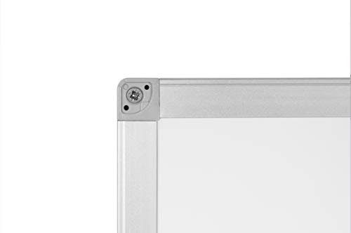 BoardsPlus - Pizarra blanca con marco de aluminio y bandeja, 120 x 90 cm (no magnética)