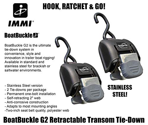 BOATBUCKLE G2 RETRACTABLE TRANSOM TIE DOWN 1500LBS SS