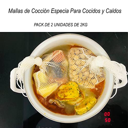 Bolsa de Cocina 35x20cm Nylon, 2 Mallas De Cocción de 2Kg, Reutilizables Aptas para Cualquier Tipo para Cocinar Legumbres, Garbanzos