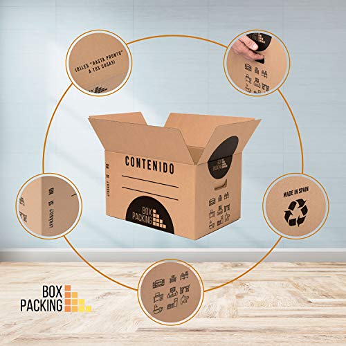 BOXPACKING | Cajas de Cartón para Mudanzas y Almacenaje | Cajas Mudanza 50x30x30 cm | Cajas Cartón Mudanza con Asas | Pack 6 cajas