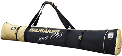 BRUBAKER Conjunto 'St. Moritz' - Bolsa para Botas y Casco de ski Junto + Bolsa para un par de Ski - Negro/Dorado - 170 cm