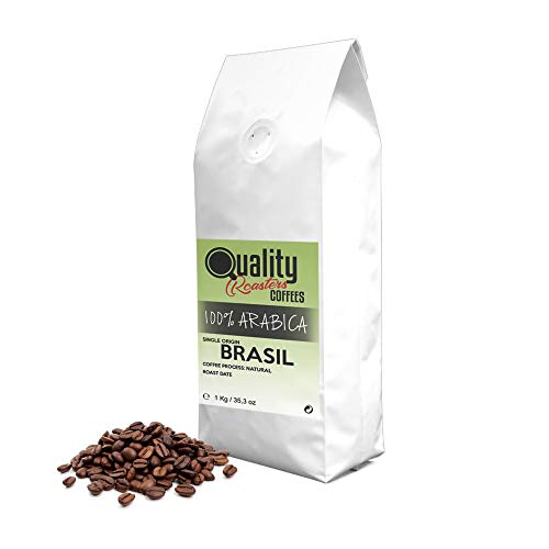 Café en grano natural. 100% Arabica. Origen único Brasil, 1kg. Tostado artesanal. Tueste medio.