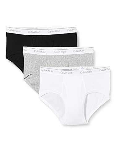 Calvin Klein 3P Brief Men's Slip, Multicolor (Black/White/Grey Heather), M (Pack de 3) para Hombre