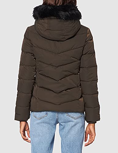 Calvin Klein Jeans Short Fitted Down Puffer, Chamarra de Plumas para Mujer, Verde (Black Olive), L