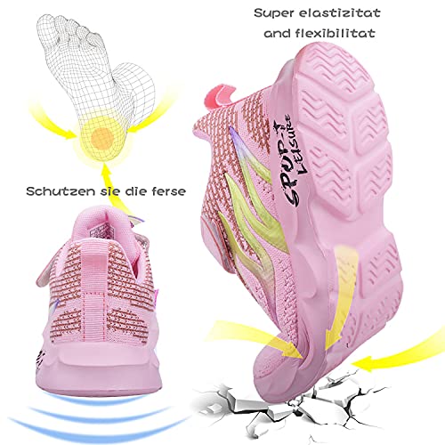 Calzado Trekking Running Niña 33 Zapatos Infantil Sneakers Unisex Zapatos Deportivos Zapatillas Running Ligero Transpirables Kids Shoes Running Shoes Pink