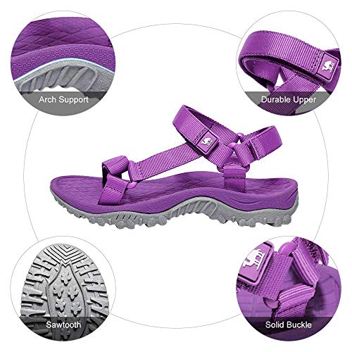 CAMEL CROWN Sandalias Deportivas para Mujer Zapatos de Verano Zapatillas Planas Sandalias de Playa Senderismo Transpirables Zapatos para Caminar Sandalias Exterior purple EU41