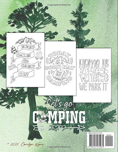 Camping Coloring Book For Adults: Super Fun Camping RV Sayings - Best Funny Camp Quotes & Outdoors For Stress Relief, Relaxation and Smiles - Easy Level Large Print 8.5"x11" Pages - Volume 1
