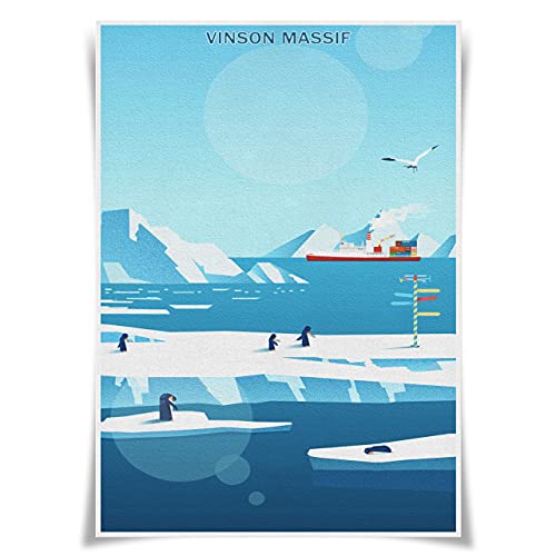 Carteles de viaje famosos lugares turísticos impresos tamaño A3 arte de pared decoración del hogar (macizo de la Antártida Vinson)
