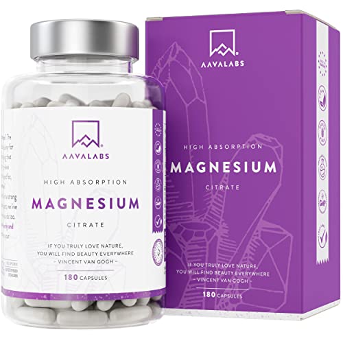 Citrato de Magnesio Capsulas de AAVALABS [1496 mg por dosis diaria] - Alta Dosis de Magnesio Elemental [448.8 mg por dosis] - Puro y Vegano - 180 Cápsulas - Dosis Diaria 2 Cápsulas