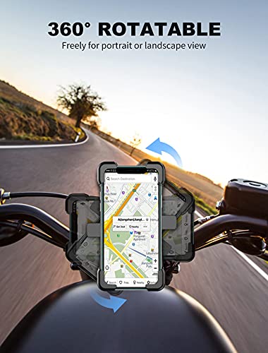 Cocoda Soporte Movil Bicicleta, 360° Rotación Soporte Movil Moto Desmontable, Acero Inoxidable Anti Vibración Soporte Movil Bici Compatible con iPhone, Samsung, Huawei, Xiaomi y Otro 4.5-7.2" Móvil