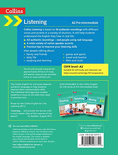 COLLINS ENGLISH FOR LIFE:LISTENING A2 (Collins English for Life: Skills)