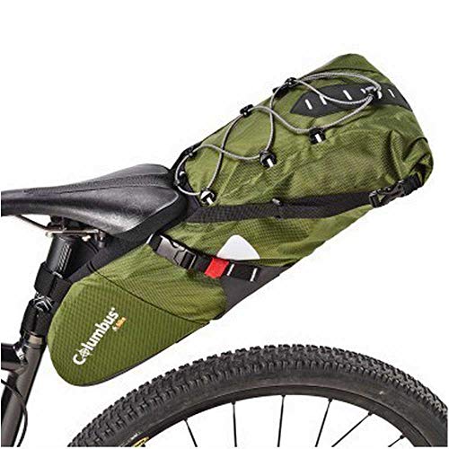 COLUMBUS - Alforja Bicicleta, Bikepack Bici | Bolsa para Sillín de Bicicleta | Capacidad Ajustable de hasta 11 l | 53 x 13 x 16 cm. Color Verde