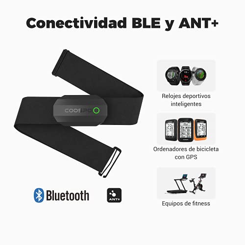 CooSpo Frecuencia Cardíaca Bluetooth Banda Monitor Sensor de Frecuencia Cardíaca Deportivo Ant+ para Garmin Wahoo Suunto Polar Strava UA Run