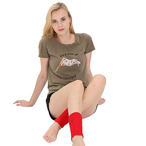 COZOCO Calentadores De Invierno Para Mujer Calientes De Punto Calzas Con Croché Leggings Slouch Boot Calcetines (una talla, rojo)