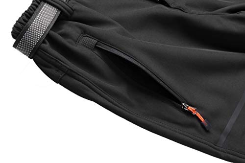 DAFENP Hombre Impermeable Pantalones Trekking Pantalones de Escalada Senderismo Alpinismo Invierno Polar Forrado Aire Libre KZ1662M-Black-XL