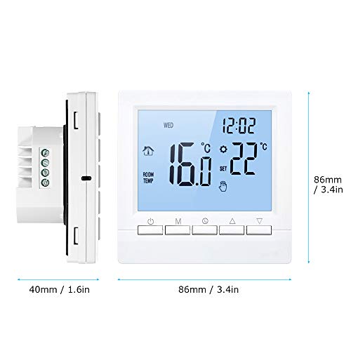 Decdeal Termostato Inteligente WiFi / No WiFi Controlador Digital de Temperatura Pantalla LCD Táctil, Semana Programable Termostato de Calefacción de Piso Eléctrico Corriente de Max. carga 16A