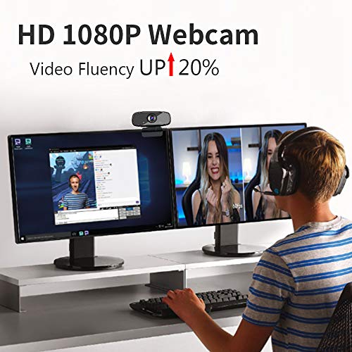 Dericam Cámara web, cámara web Full HD 1080P con micrófono incorporado, cámara de computadora con conexión y reproducción, cámara de PC para PC, Mac y escritorio, videoconferencia, teléfono, juegos