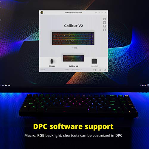 DREVO Calibur V2 Pro Teclado mecánico para Juegos RGB inalámbrico Mediante Bluetooth 5.1 con Cable USB-C extraíble, Compacto de 72 Teclas Distribución en español（Outemu Rojo，Negro）