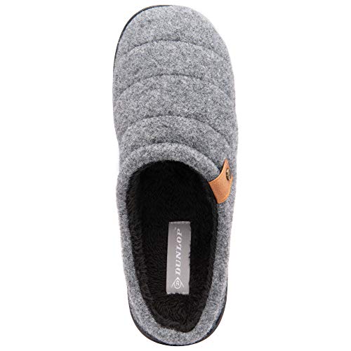 Dunlop Zapatillas para hombre Finlay Slip On Mule de piel sintética forrada de espuma viscoelástica tamaño 7-12, gris, 44 EU