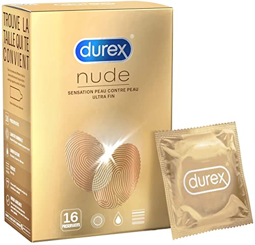 Durex – Preservativos Nude – Sensación de piel contra la piel – 32 preservativos extra finos