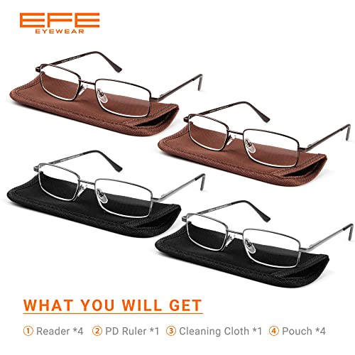 EFE Gafas de Lectura Hombres Mujeres 4-Pack Diseño de Bisagra de Resorte con Montura de Gafas de Metal Ligeros Cómodos 2.0